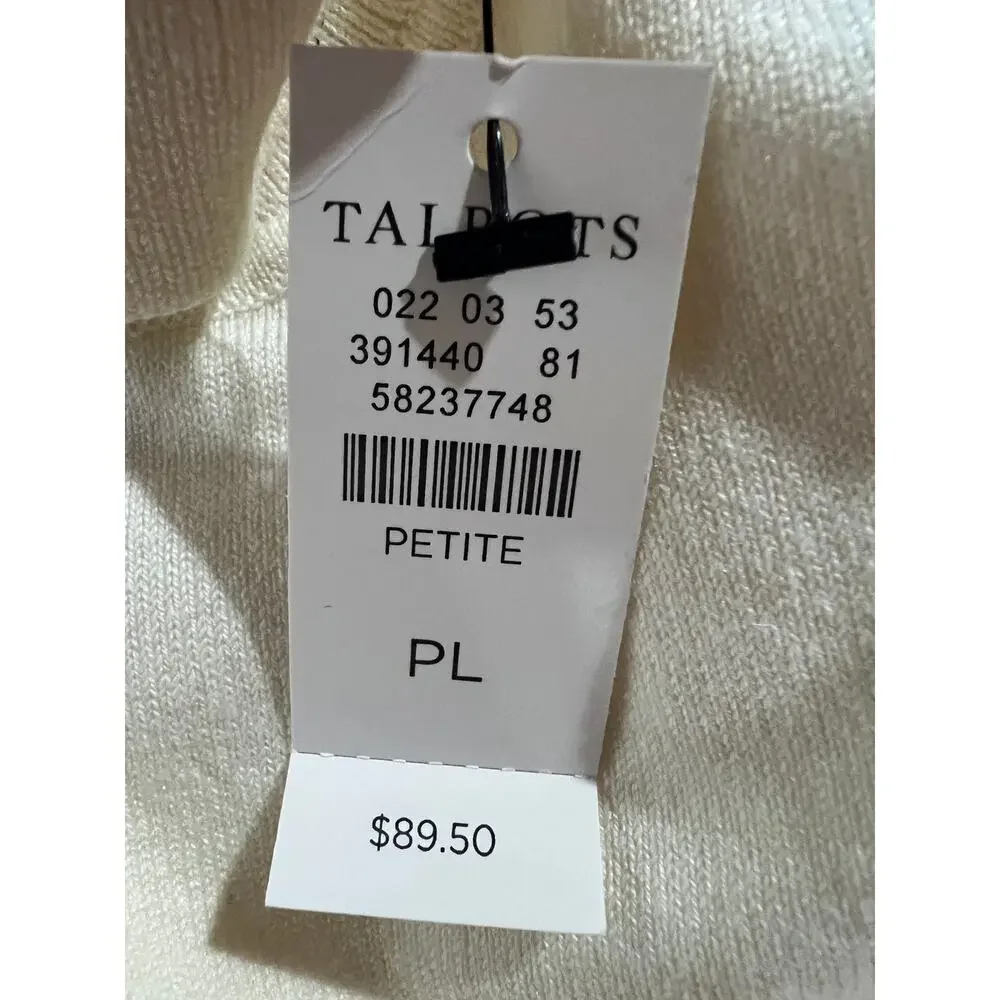 TALBOTS WOMENS SIZE LARGE PETITE FINE KNIT TURTLENECK SWEATER CREAM NEW